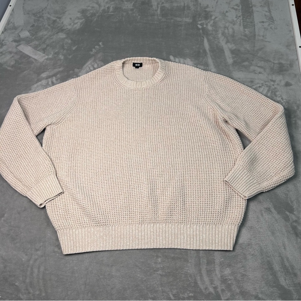 Uniqlo Chunky Knit Sweater Size 3xL Beige Oversized Fall Comfy Minimalist